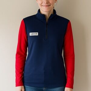 Vintage Sub4USA Navy and Red Long Sleeve Pullover Small